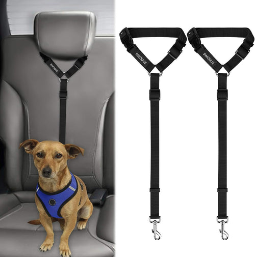 2 Pack Dog Seat Belt for Car, Headrest Restraint Safety Leads | Headrest Loop for Car Travel, 18-30 in Adjustable, 2-in-1 Seat Belt and Leash, 2 Pack for Dogs and Cats, Use with Dog Harness