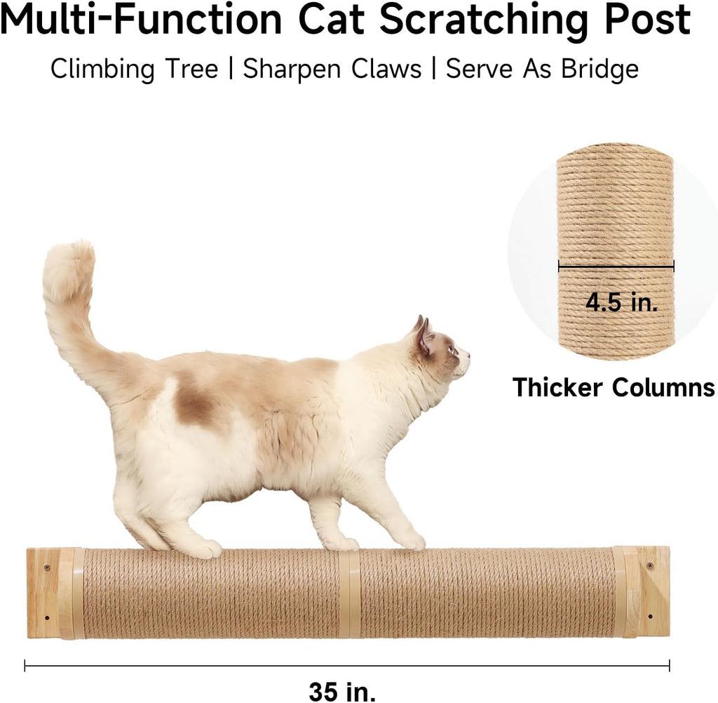 Cat Scratching Post, 35 x 4.5 Inch | Cats Walls Furniture, Rubber Wood Wall Mounted Kitten Scratcher Posts, Thicker Columns for Multi-functions - view 3