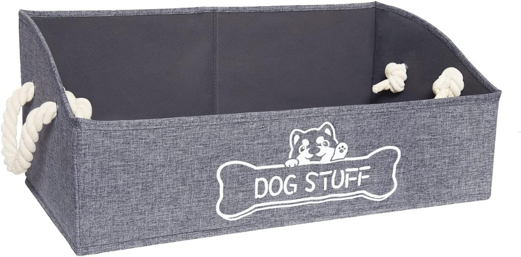 Large Dog Toy Box - Trapezoid Dog Toy Bin with Handles, Collapsible Pet Supplies Storage Basket, Perfect for Organizing Dog Cat Toys and Accessories