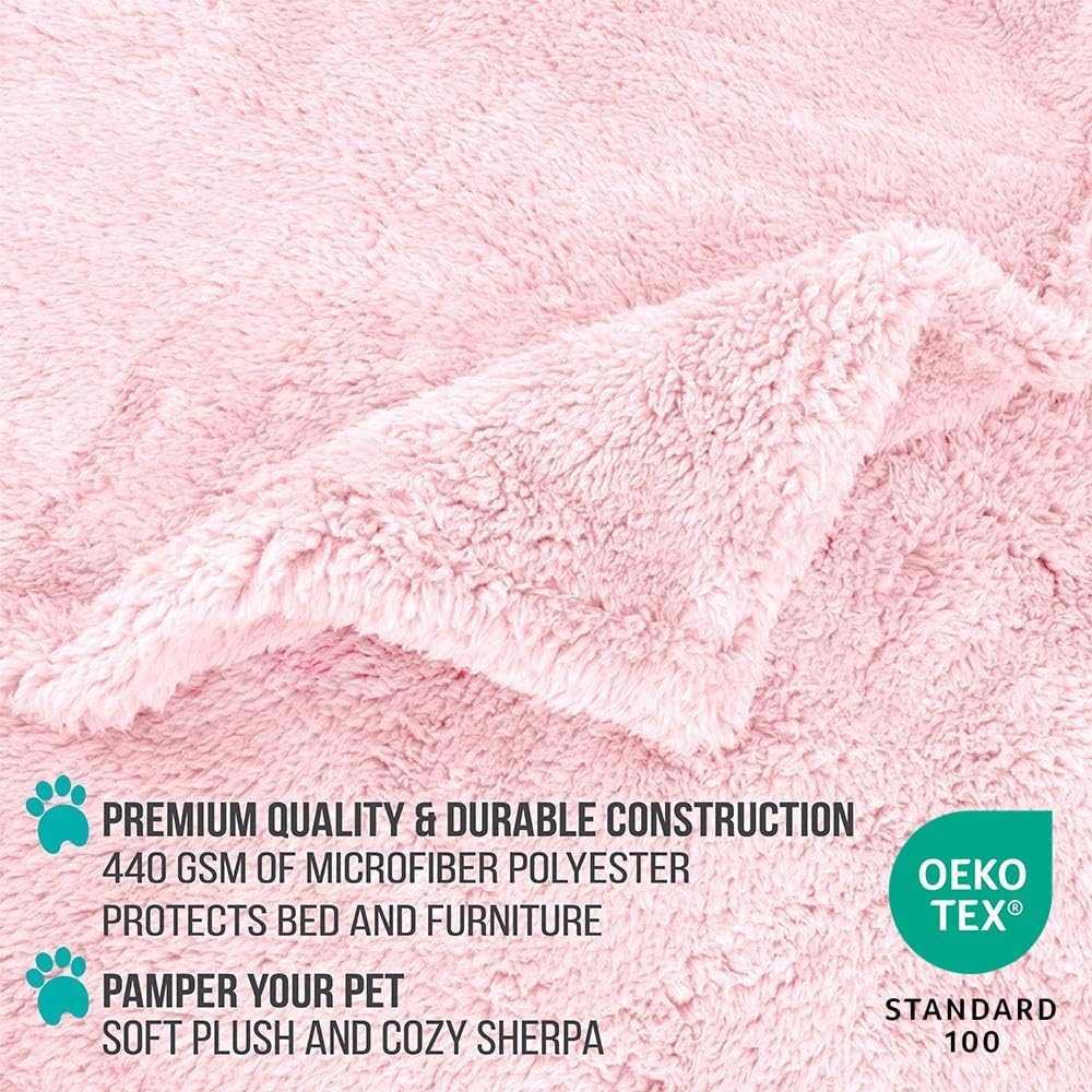 Fluffy Waterproof Dog Blanket for Couch and Bed, Reversible Sherpa Pet Throw, Pee Proof Furniture Protector Sofa Cover, Washable Cat Blanket for Small Medium Dogs and Cats (Pink Blush, 24x32) - view 5