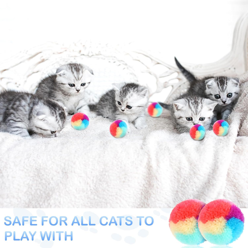 30 Pcs Soft Plush Cat Ball 1.2-inch Rainbow Cat Toy Balls Fuzzy Kitty Balls Kitten Puff Balls Colorful Cat Pom Pom Balls for Cat Kitten Pet Playing Exercising - view 7