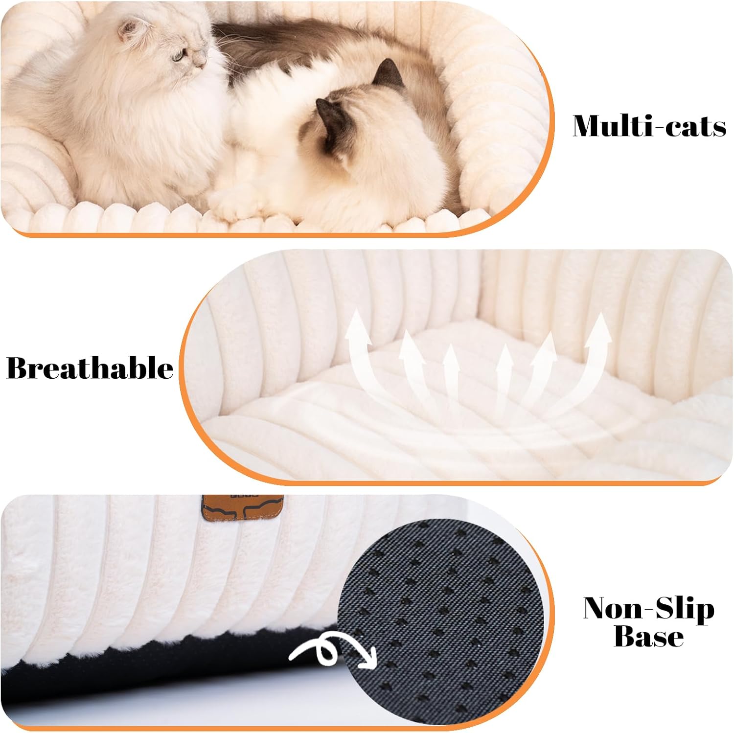 Cat Couch Bed for Indoor Cats Fluffy Cat Sofa Recliner with Removable Washable Cover Cute Pet Lounge Suitable for Puppy Kitten (Off-White) - view 6