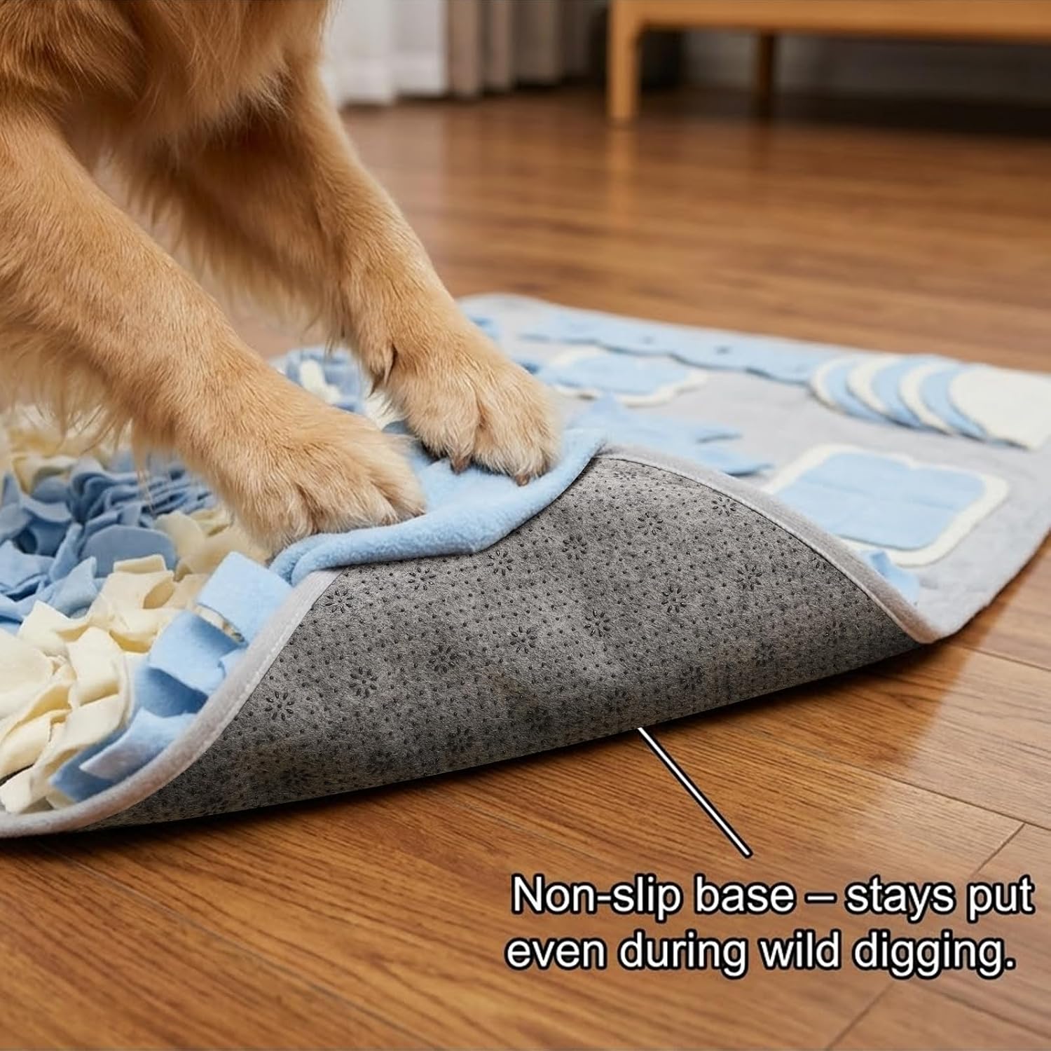 Snuffle mat for dogs: slow food interactive experience | 7 enrichment foraging games for large dog owners needing to burn pet energy - washable 1000 times - 22x38 inch - grey - view 4