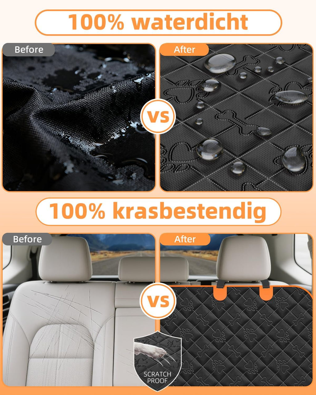 Dog car seat cover 100% waterproof scratchproof dog hammock 600D for car back seat nonslip with mesh window car seat protector for dogs pets universal fits for most cars trucks SUV - view 6