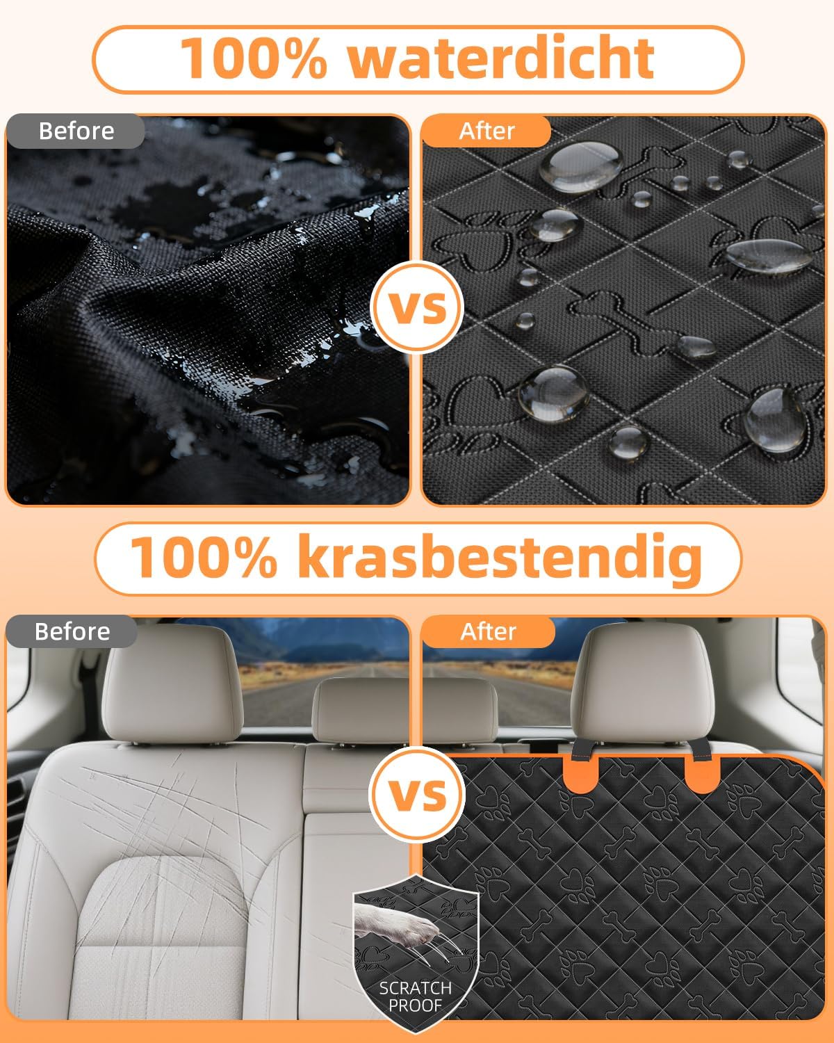 Dog car seat cover 100% waterproof scratchproof dog hammock 600D for car back seat nonslip with mesh window car seat protector for dogs pets universal fits for most cars trucks SUV - view 6