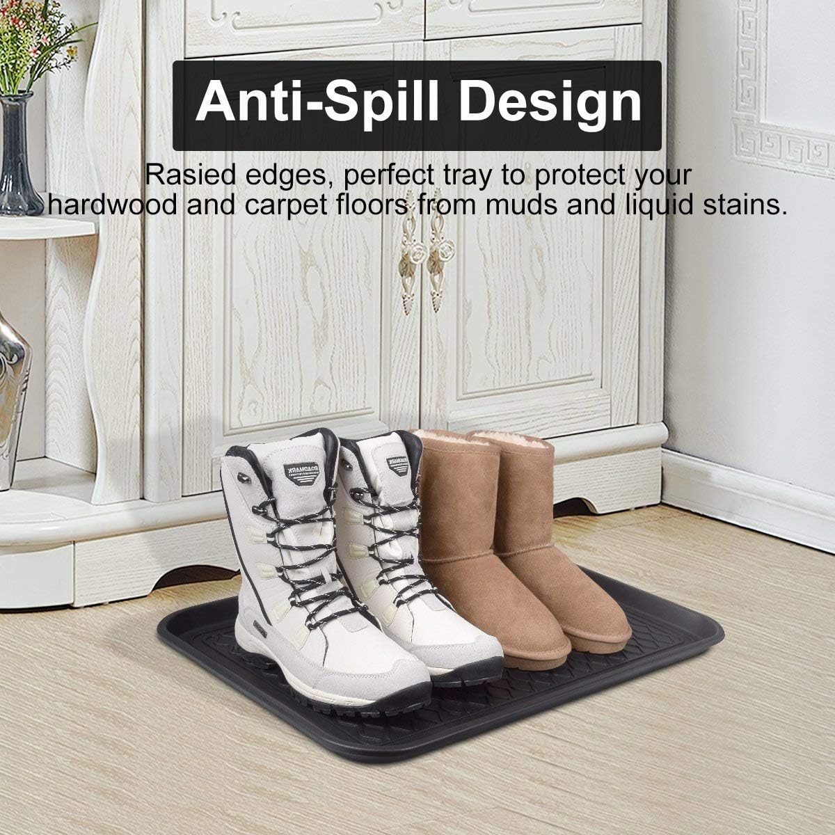 Multi-purpose boot mat, shoe mat, pet bowl tray, waterproof for indoor and outdoor floor protection, 24" x 15"/2 pack - view 2