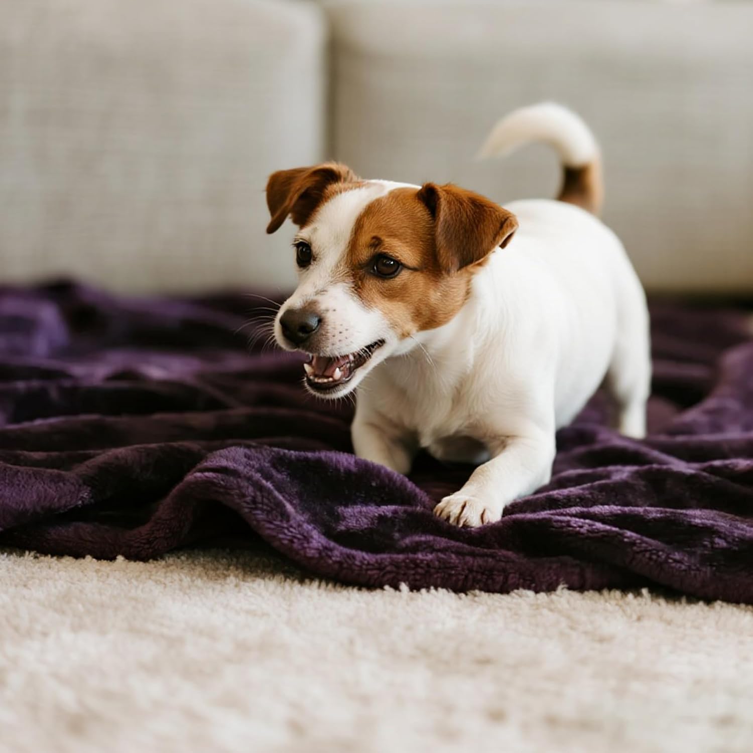 Waterproof Bed Blanket, Reversible Sherpa Fleece Throw Blanket for Dog Puppy Cat, Furniture Cover Protects Bed Couch Sofa from Liquid Pee and Pet Fur (Dark Purple, 60x80 inches) - view 5