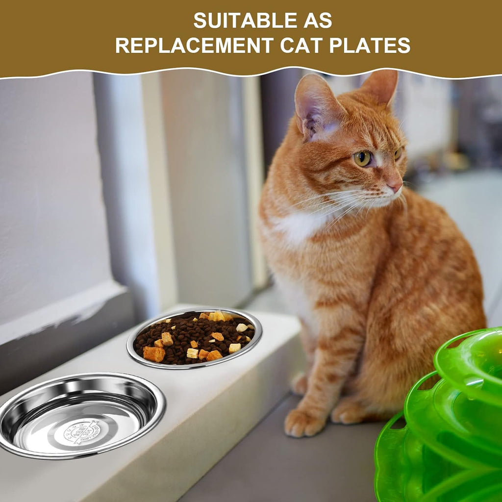 10 Pcs Stainless Steel Cat Bowls Bulk, Small Dog Shallow Food Bowls Replacement Metal Cat Dishes for Pet Food and Water, Dishwasher Safe(5.5 Inch Diameter) - view 6