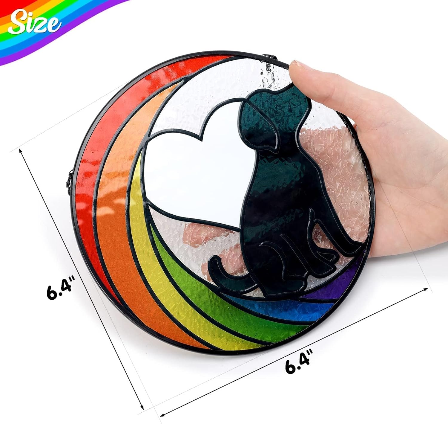 Dog Memorial Gifts for Loss of Dog Stained Glass Window Hanging Rainbow Bridge Sun Catcher Sympathy Gift for Dog Lovers Pet Loss Present Double Side Glass Panel Decor - view 5