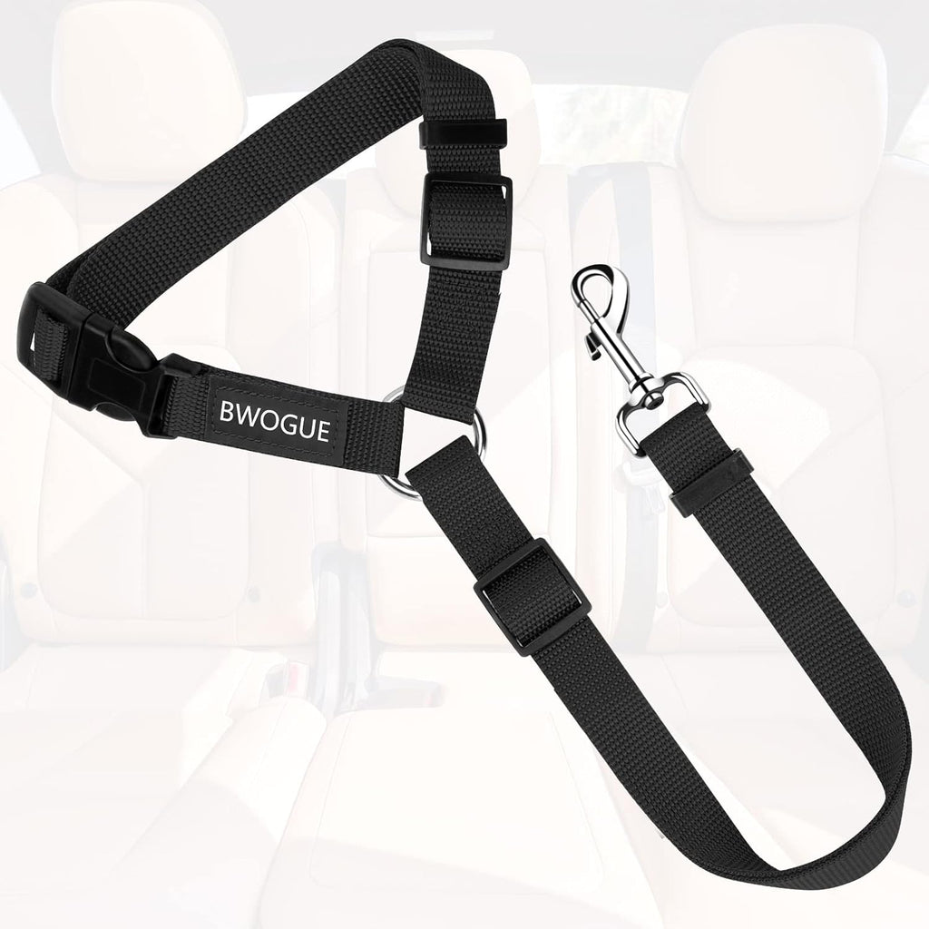 Dog seat belt for car, headrest restraint safety lead, dogs cats | adjustable 18-30 in length, headrest loop for car travel, 2-in-1 seat belt and leash, use with dog harness, zinc alloy snap - view 2