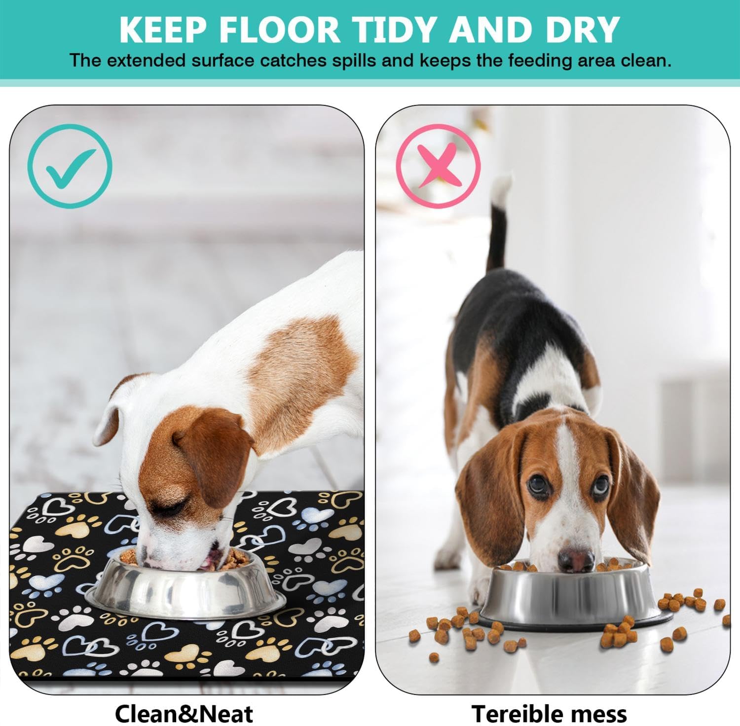Dog Mat Pet Feeding Mat for Food and Water Absorbent 20x12in Quick Dry Dog Water Bowl Mat - view 4