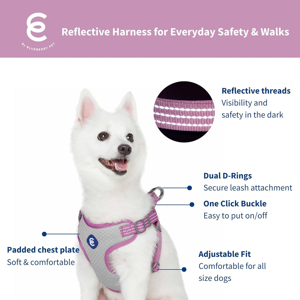 Essentials Dog Harness - Reflective Dog Harness for Large Dogs, Mauve Orchid, Adjustable Vest with Breathable Mesh, Safety Harness for Night Walkers, Outdoor Pet Safety - view 2
