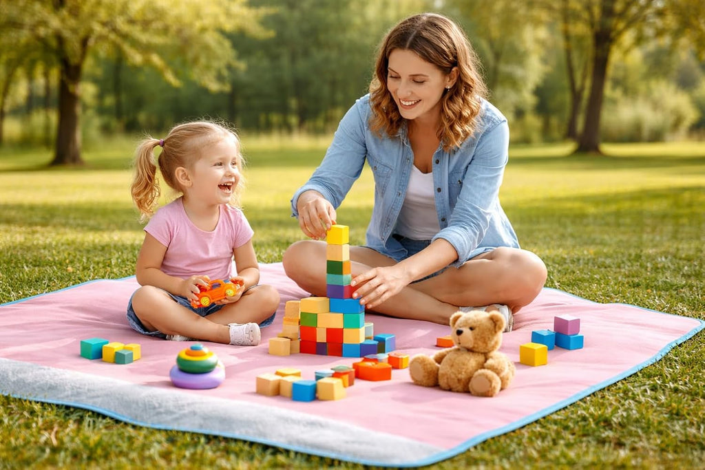 Pink/blue waterproof blanket jumbo 80x60 | 100% leakproof for messy moments, pets and spills, machine wash & dry - view 6