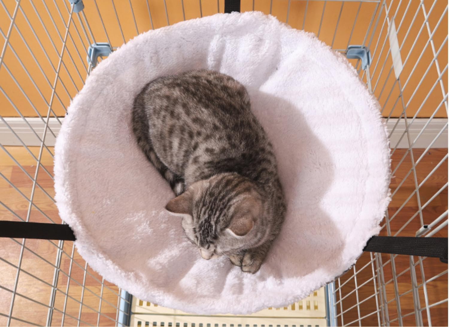 2-Pack Cat Hammock Lounge Cat Hanging Bed for Cage Kennel Chair with Metal Frame, Adjustable Straps (Cyan) - view 3