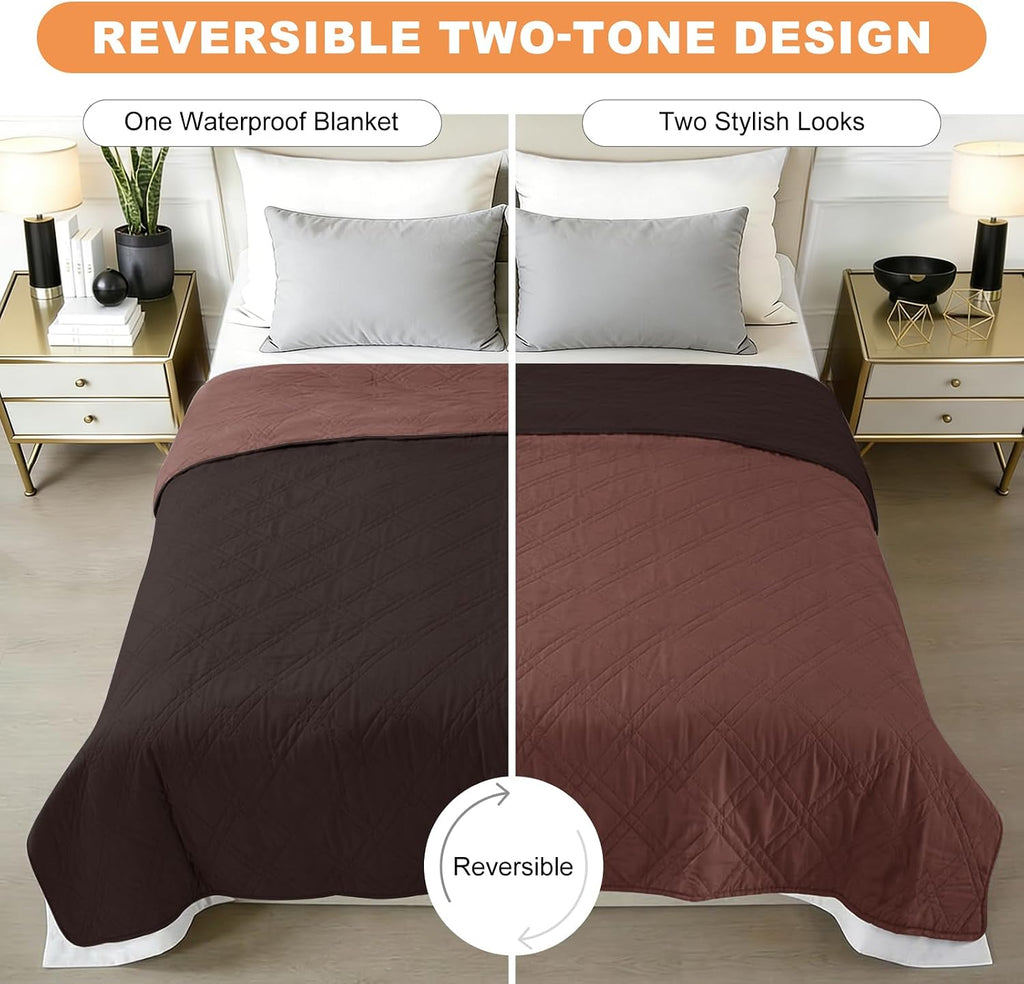 100% waterproof dog bed cover pet blanket, chocolate+coffee 30"x30", 7-layer reversible couch covers for dogs for sofa furniture car camping - view 3