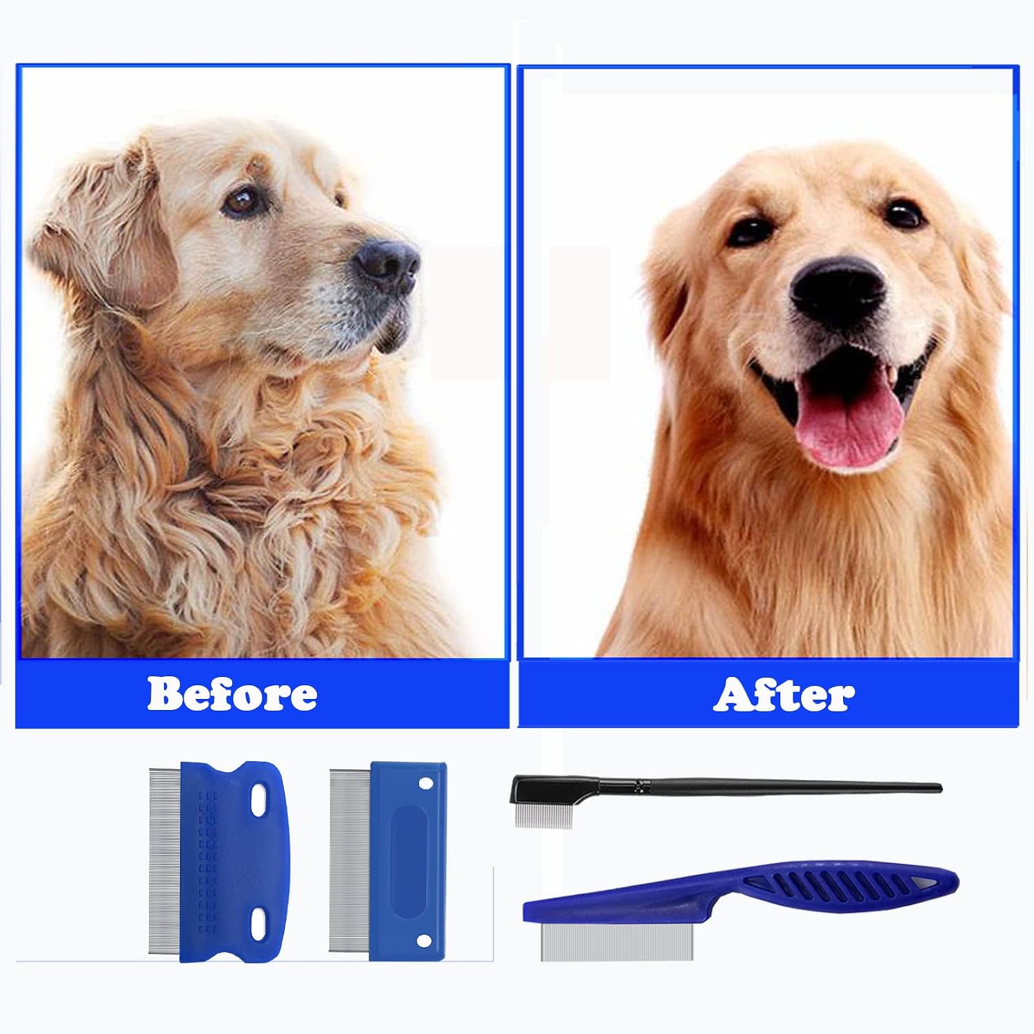 5 Pieces Grooming Combs - Tear Stain Remover for Pets, Lice and Flea Remover, Dandruff and Mucus Removal for Small Dogs and Cats - view 6