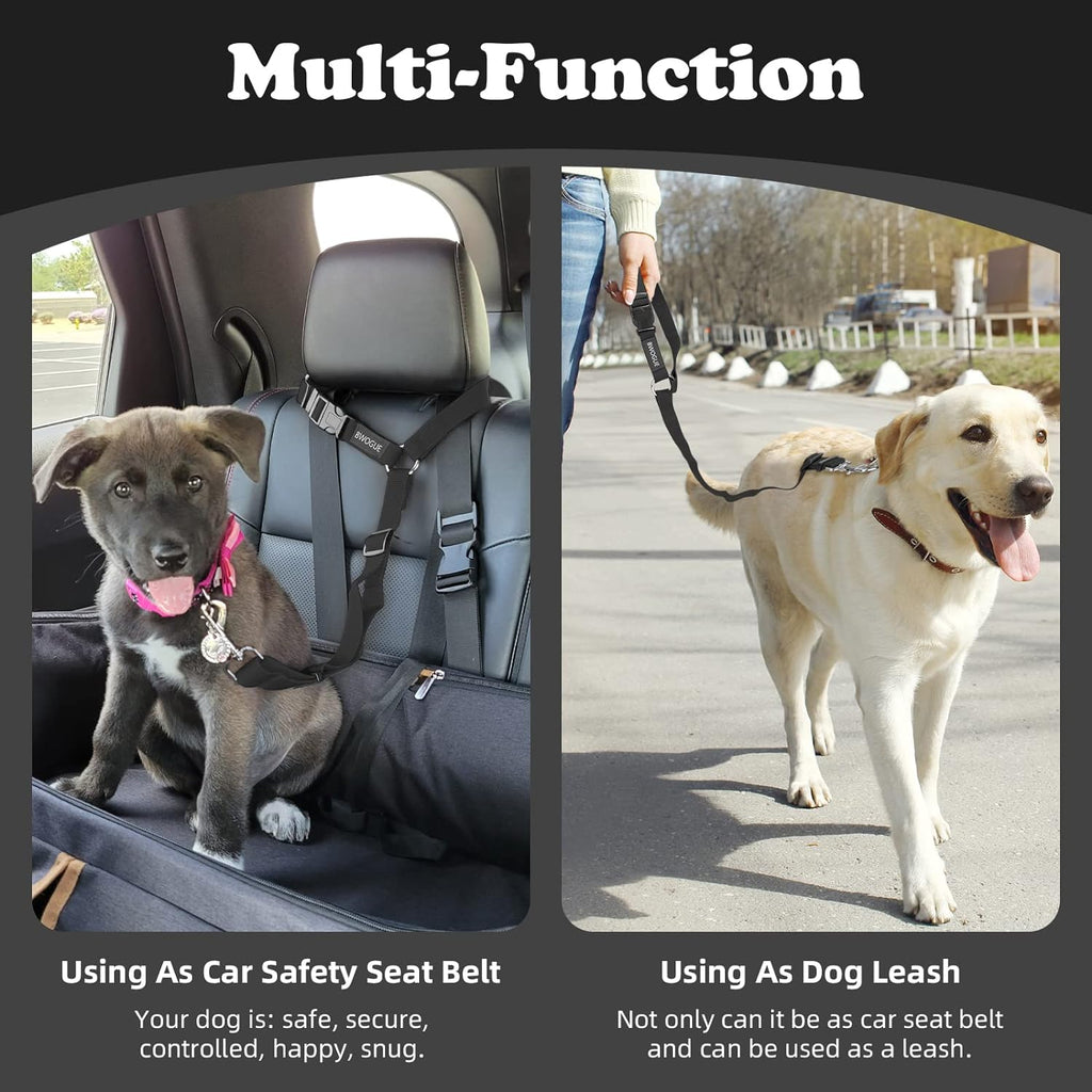 Dog seat belt for car, headrest restraint safety lead, dogs cats | adjustable 18-30 in length, headrest loop for car travel, 2-in-1 seat belt and leash, use with dog harness, zinc alloy snap - view 6