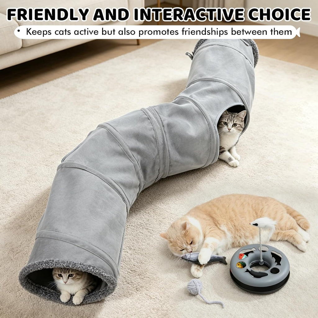 Cat Tunnels for Indoor Cats, 6-in-1 Collapsible Crinkle Play Tunnel | Interactive Roller Track Ball, Cat Enrichment Toy for Kittens Rabbits, Exercise Hide & Seek Tube for Indoor Outdoor Play - view 6