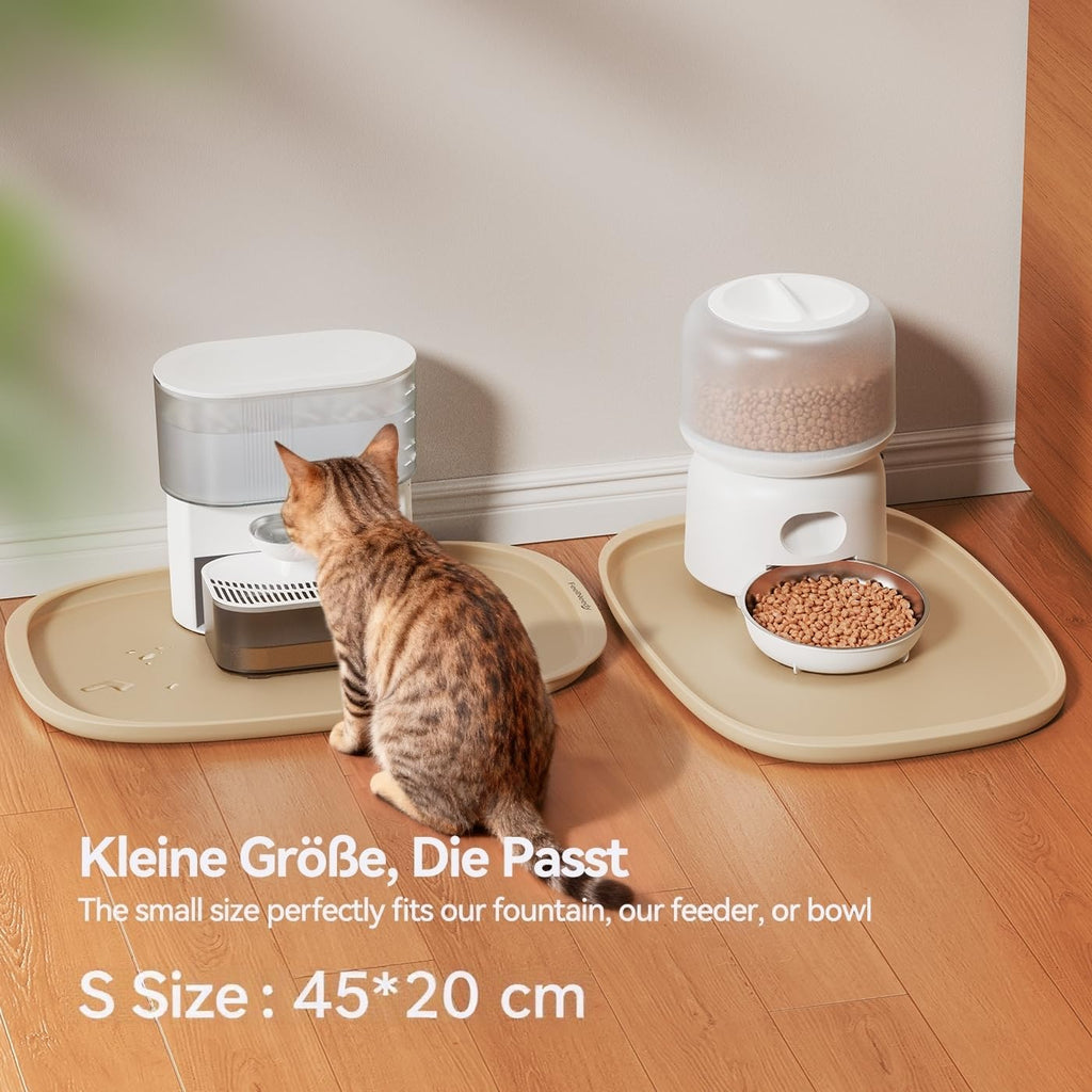 Silicone Cat & Dog Food Mat Waterproof, High Raised Edges for Leakage Protection, Dog Mat for Food and Water, Non-Slip Drip Tray, Easy Clean 18 * 12 * 0.5 inches Feeding Pad (Small, Beige) - view 6