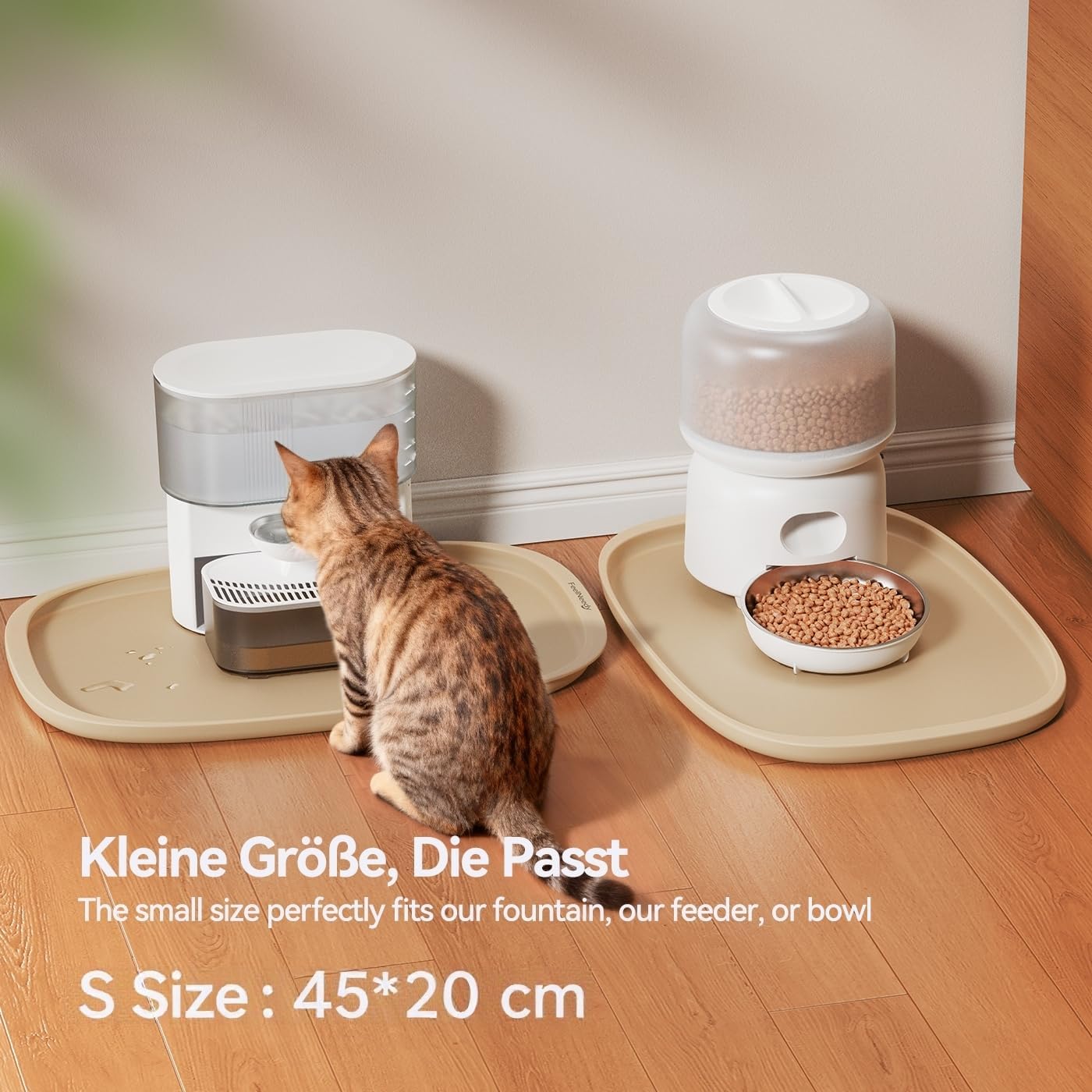 Silicone Cat & Dog Food Mat Waterproof, High Raised Edges for Leakage Protection, Dog Mat for Food and Water, Non-Slip Drip Tray, Easy Clean 18 * 12 * 0.5 inches Feeding Pad (Small, Beige) - view 6