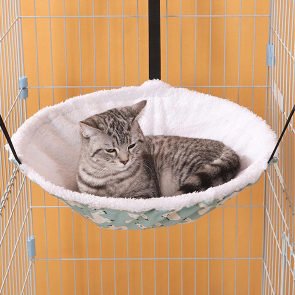 2-Pack Cat Hammock Lounge Cat Hanging Bed for Cage Kennel Chair with Metal Frame, Adjustable Straps (Cyan) - view 2