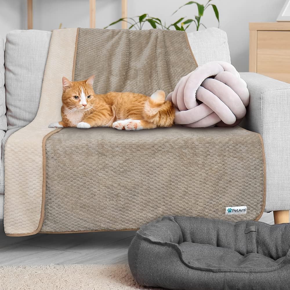 Waterproof Dog Blanket, Leakproof Pet Throw, Twin 60x80 Taupe Beige | XL for Large Dogs, Furniture Sofa Couch Cover Protector, Fleece Cat Blanket Bed Crate Kennel, Reversible Washable Soft Plush - view 6