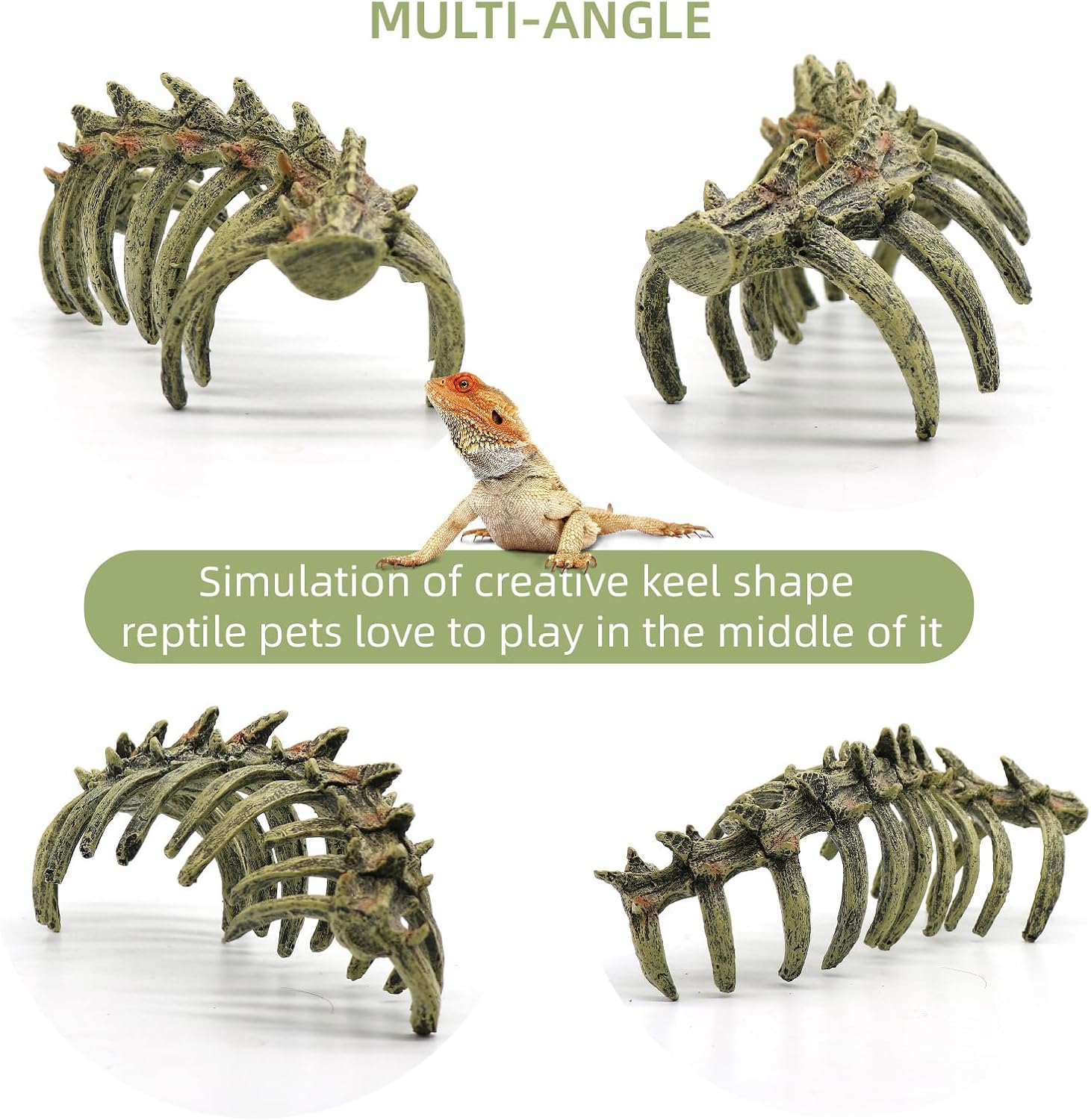 Aquarium Skull Animal Skeletons, Reptile Tank Accessories, Fish Tank Decorations for Amphibians, Betta Fish, Shrimp, Hermit Crab, Leopard Gecko - view 6