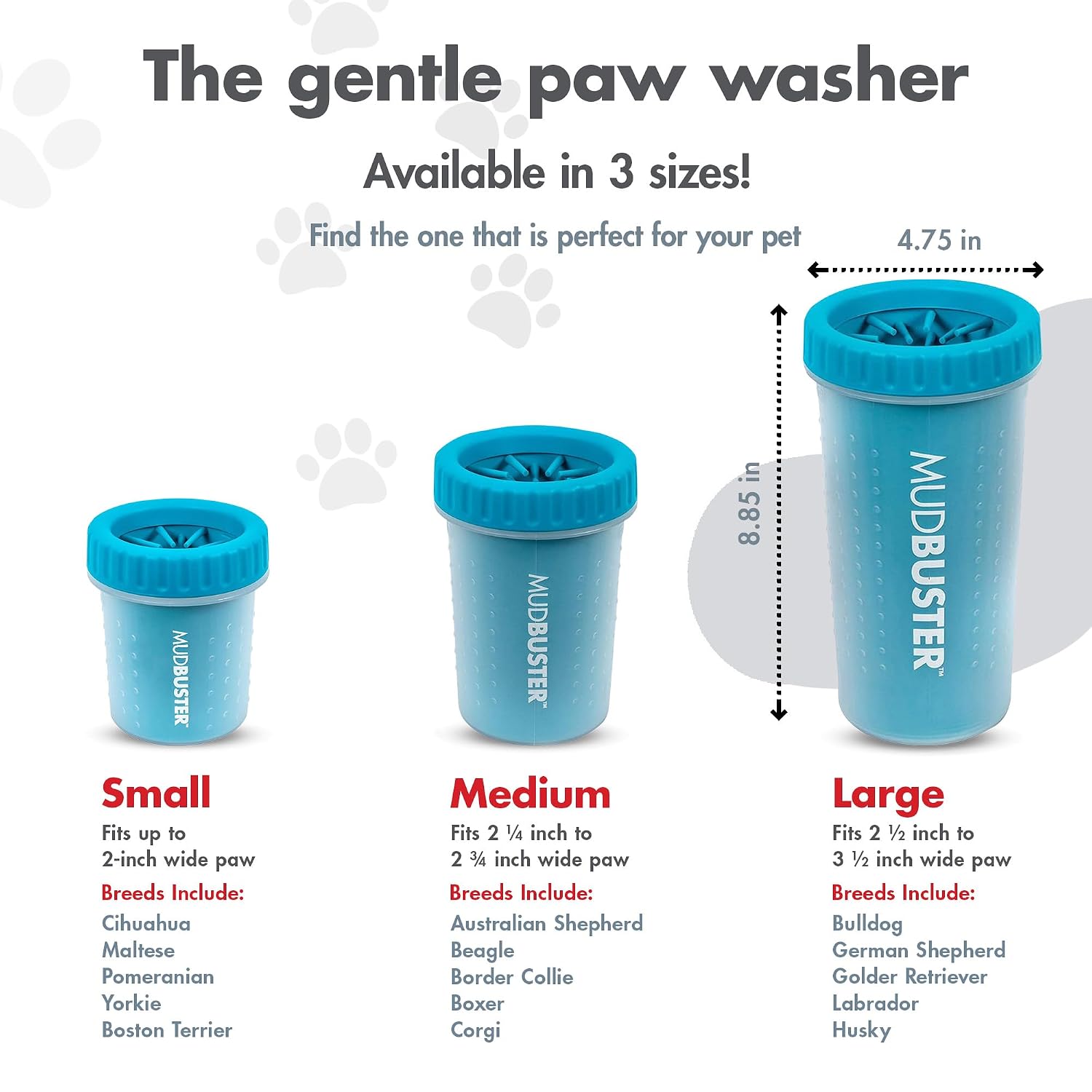 Large dog paw cleaner, blue, fits 2.5"-3.5" wide paws, gentle silicone bristles for quick, easy cleaning - view 3