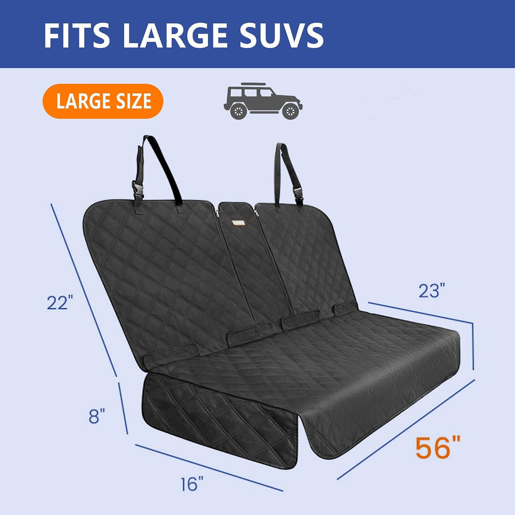 Back Seat Cover for Large SUVs Rear Split Bench - Heavy-Duty 900D Waterproof Non-Slip Car Seat Protector for Messy Kids & Drooling Dogs, Easy Clean(Black) - view 6