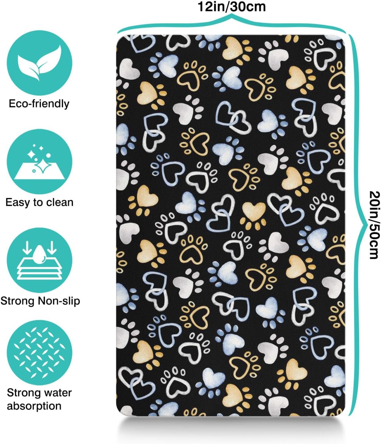 Dog Mat Pet Feeding Mat for Food and Water Absorbent 20x12in Quick Dry Dog Water Bowl Mat - view 5