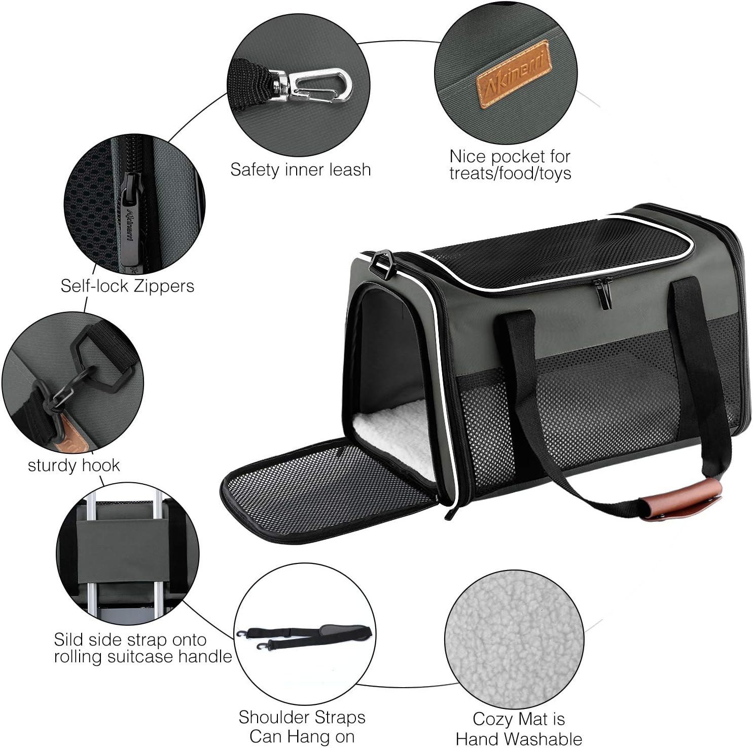 Cat carrier - portable foldable dog pet carrier, soft-sided pet bag up to 15 lbs, airline approved travel puppy carrier - view 4
