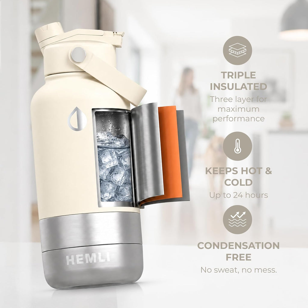 32 oz. dog water bottle, insulated dog travel water bottle, stainless steel pet water bottle dispenser portable food and water bowl for dogs for walking dog canteen travel kit - view 3