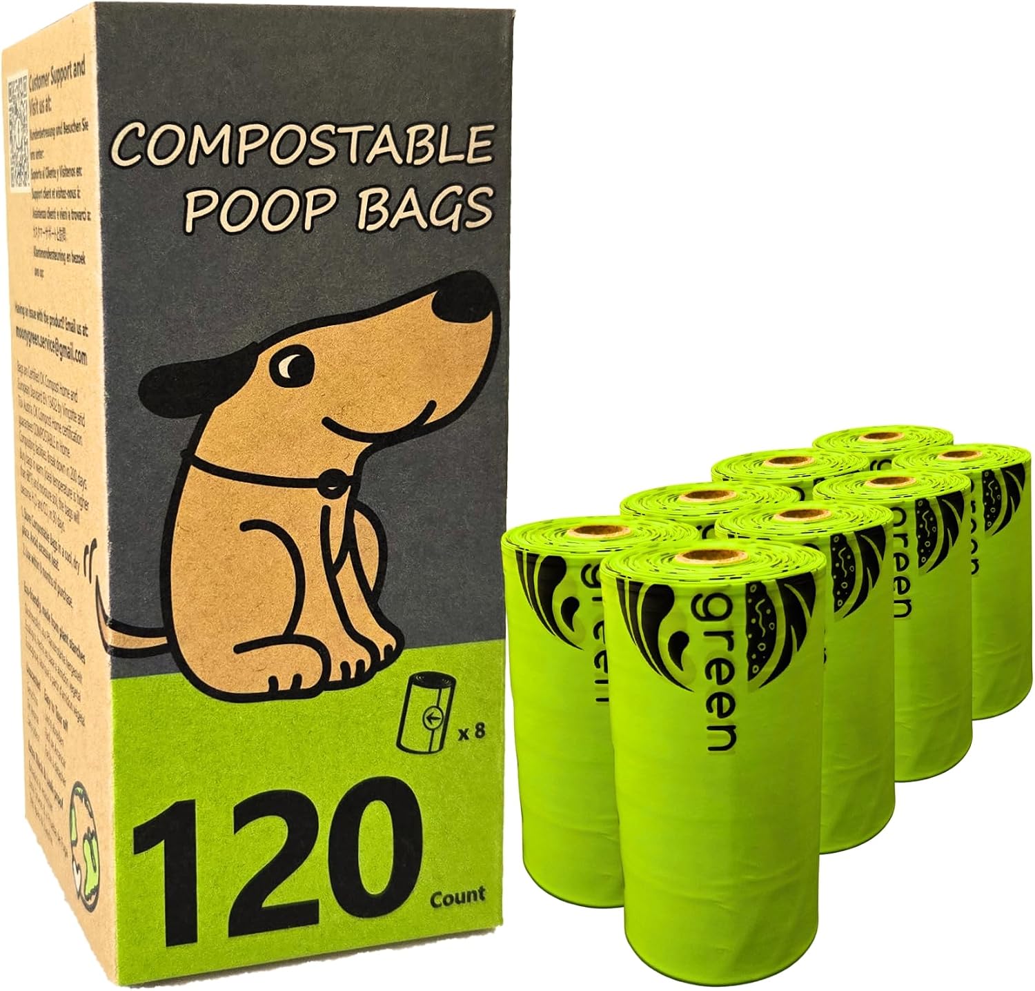 Dog poop bag, compostable doggie poop bags refills, eco-friendly pet waste bags, vegetable-based unscented, compostable, extra thick, leak proof, size 9 x 13 inches, 120 count