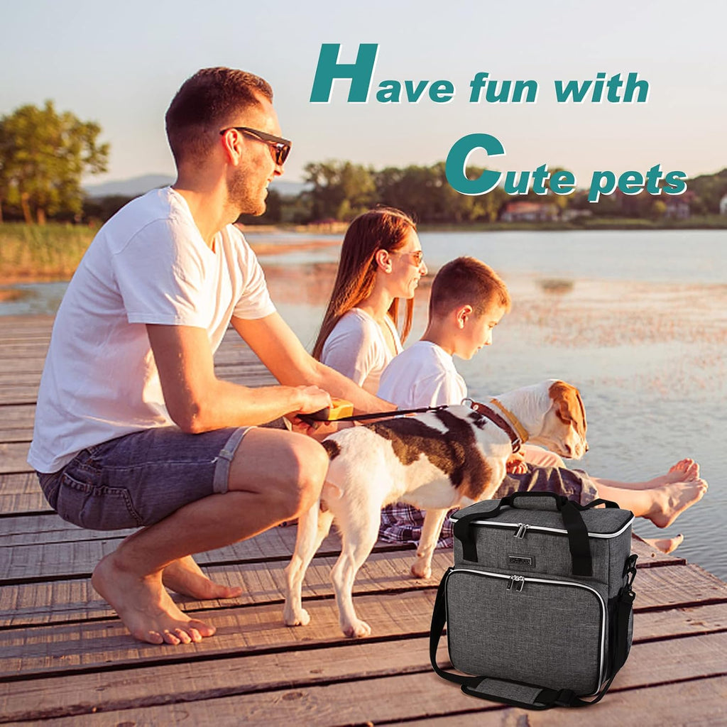 Dog Travel Bag, Pet Travel Bag (ALL Pet Travel Supplies), With 2 Pet Food Containers and 2 Collapsible Silicone Bowls; Essential Kits for Pet Travel Grey - view 6