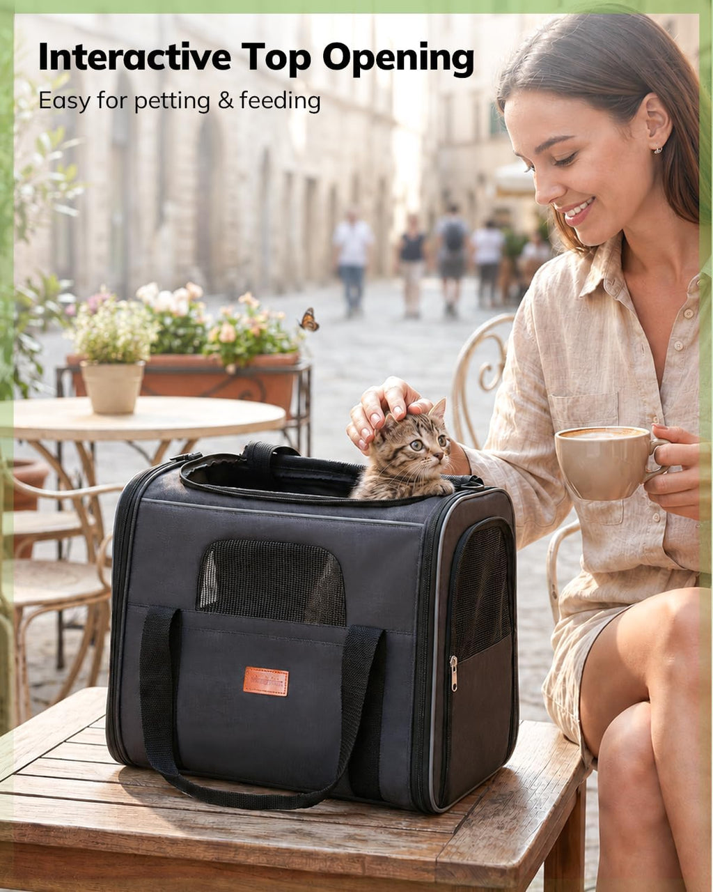 Cat Carrier - Cat Carrier Soft for Medium or Large Cats up to 20lbs, with Dual-Sided Cushion, Secure Buckle and Foldable Bowl, Dog Carriers for Small Dogs - Pet Carrier (Dark Gray) | with Dual-Sided Cushion, Secure Buckle and Foldable Bowl, Dog Carriers f - view 8