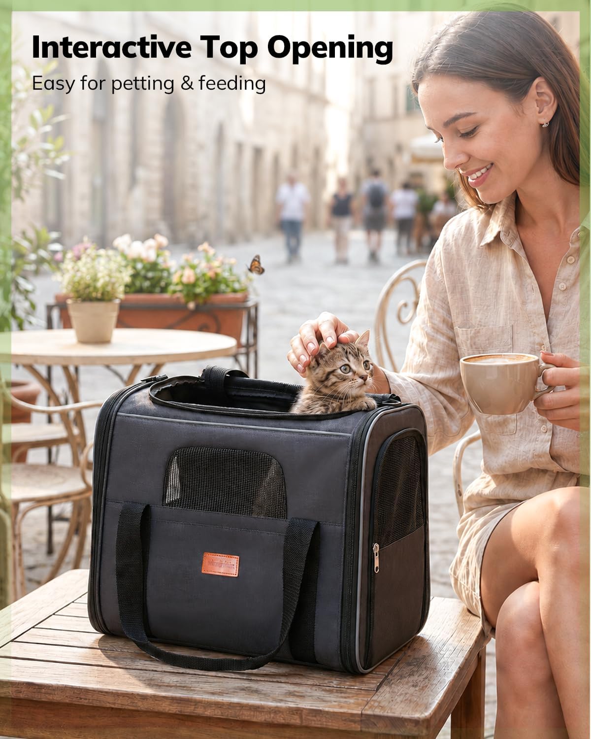 Cat Carrier - Cat Carrier Soft for Medium or Large Cats up to 20lbs, with Dual-Sided Cushion, Secure Buckle and Foldable Bowl, Dog Carriers for Small Dogs - Pet Carrier (Dark Gray) | with Dual-Sided Cushion, Secure Buckle and Foldable Bowl, Dog Carriers f - view 8