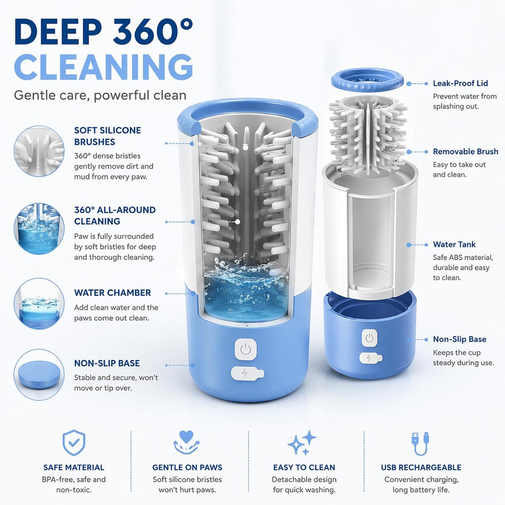 Electric Dog Paw Cleaner Cup – Rechargeable Paw Cleaning Device with Soft Silicone Bristles, Automatic 360° Dog Paw Washer, Portable Pet Foot Washer for Medium Large Dogs - view 5