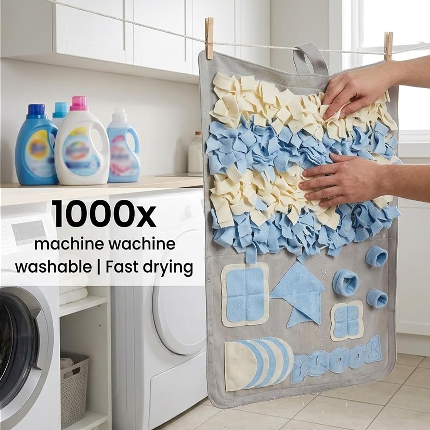 Snuffle mat for dogs: slow food interactive experience | 7 enrichment foraging games for large dog owners needing to burn pet energy - washable 1000 times - 22x38 inch - grey - view 6