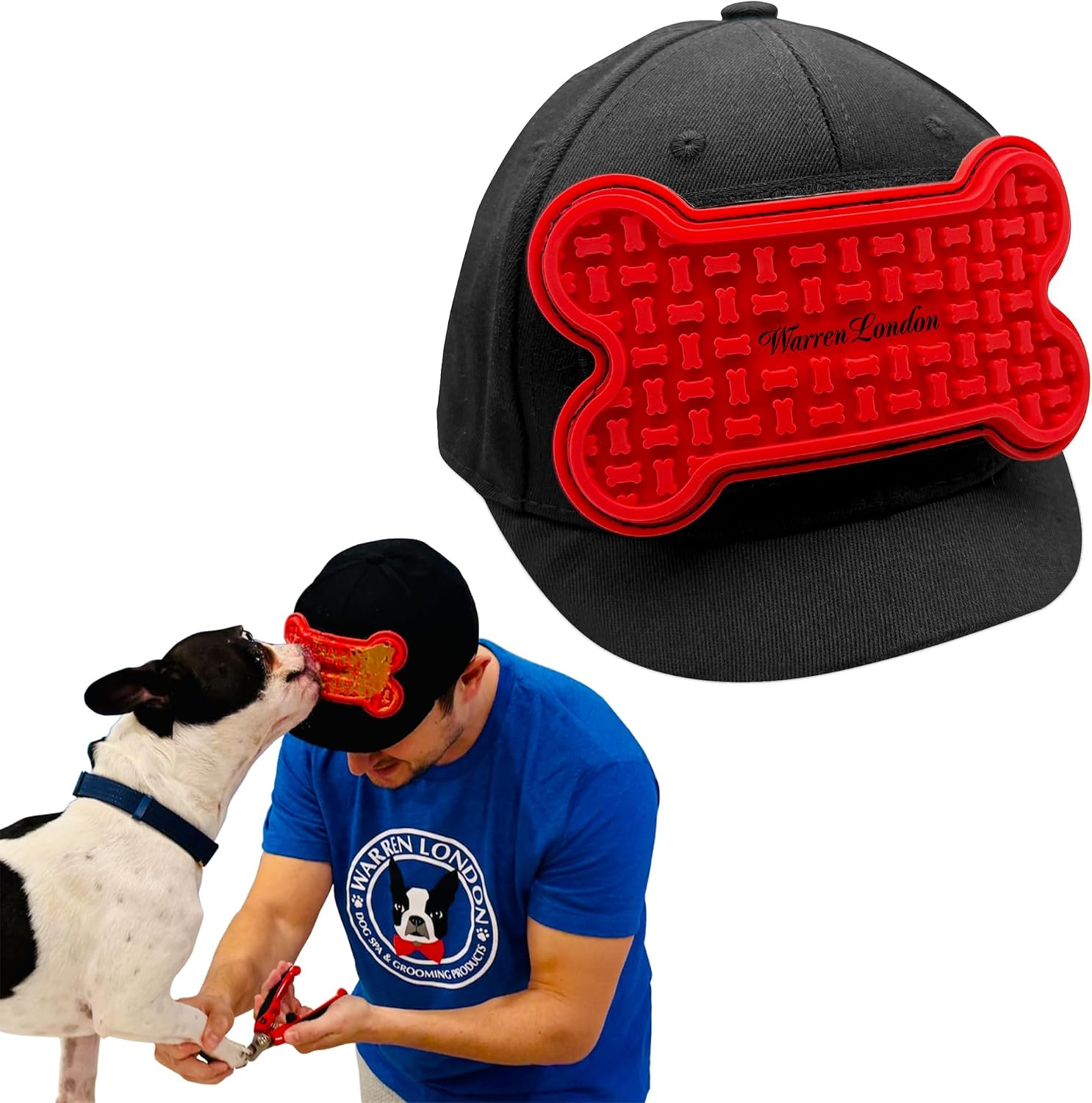 Distract-A-Hat - Dog Grooming Distraction Lick Hat for Nail Clipping and Grooming – Adjustable Fit with Adhesive Dog Lick Pad, Spreader & Cleaning Brush Included