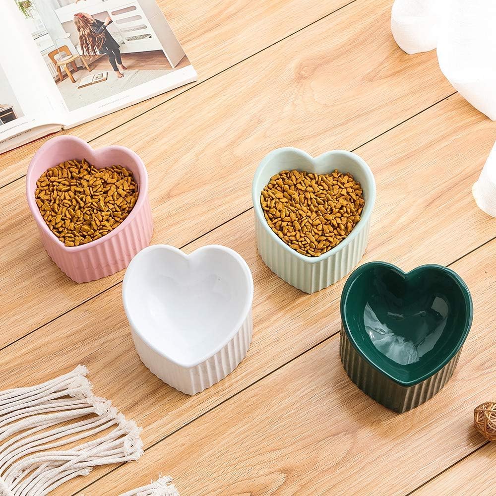 Pink ceramic raised cat bowls, tilted elevated food or water bowls, stress free, backflow prevention, dishwasher and microwave safe, lead & cadmium free - view 7