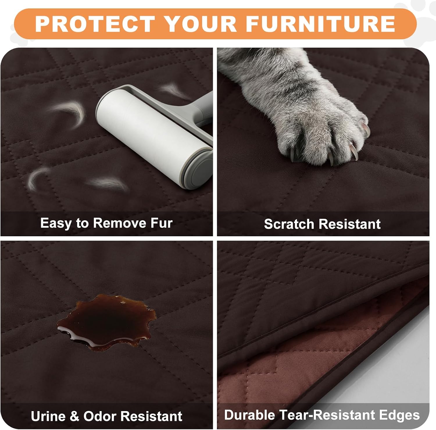 100% waterproof dog bed cover pet blanket, chocolate+coffee 30"x30", 7-layer reversible couch covers for dogs for sofa furniture car camping - view 6
