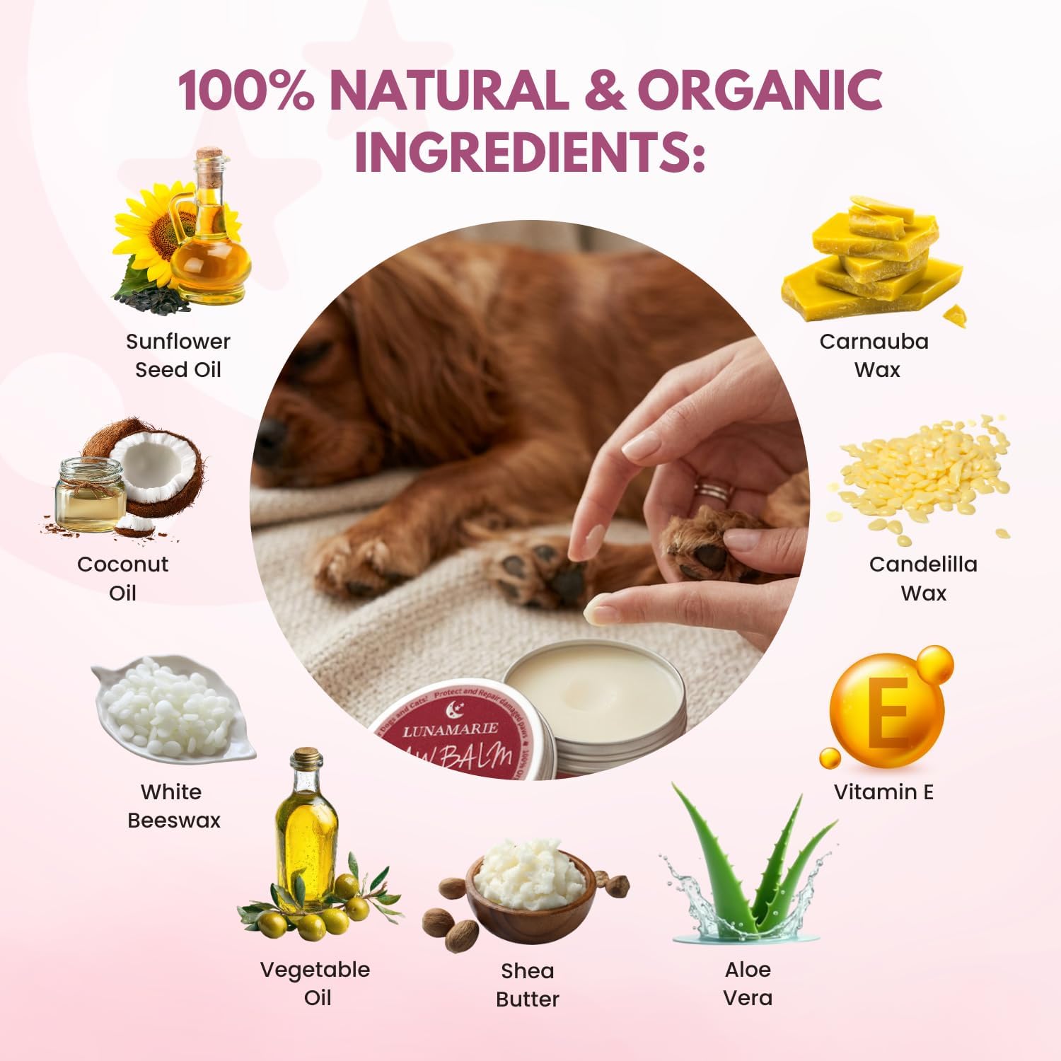 Paw Balm | 100% Natural Organic Nose & Paw Soother with Shea Butter & Coconut Oil | Paw Pad Balm Dogs & Cats, Licksafe Paw Wax for Pets with Lavender Scent (Strawberry (Travel Size) 0.5 Oz) - view 3