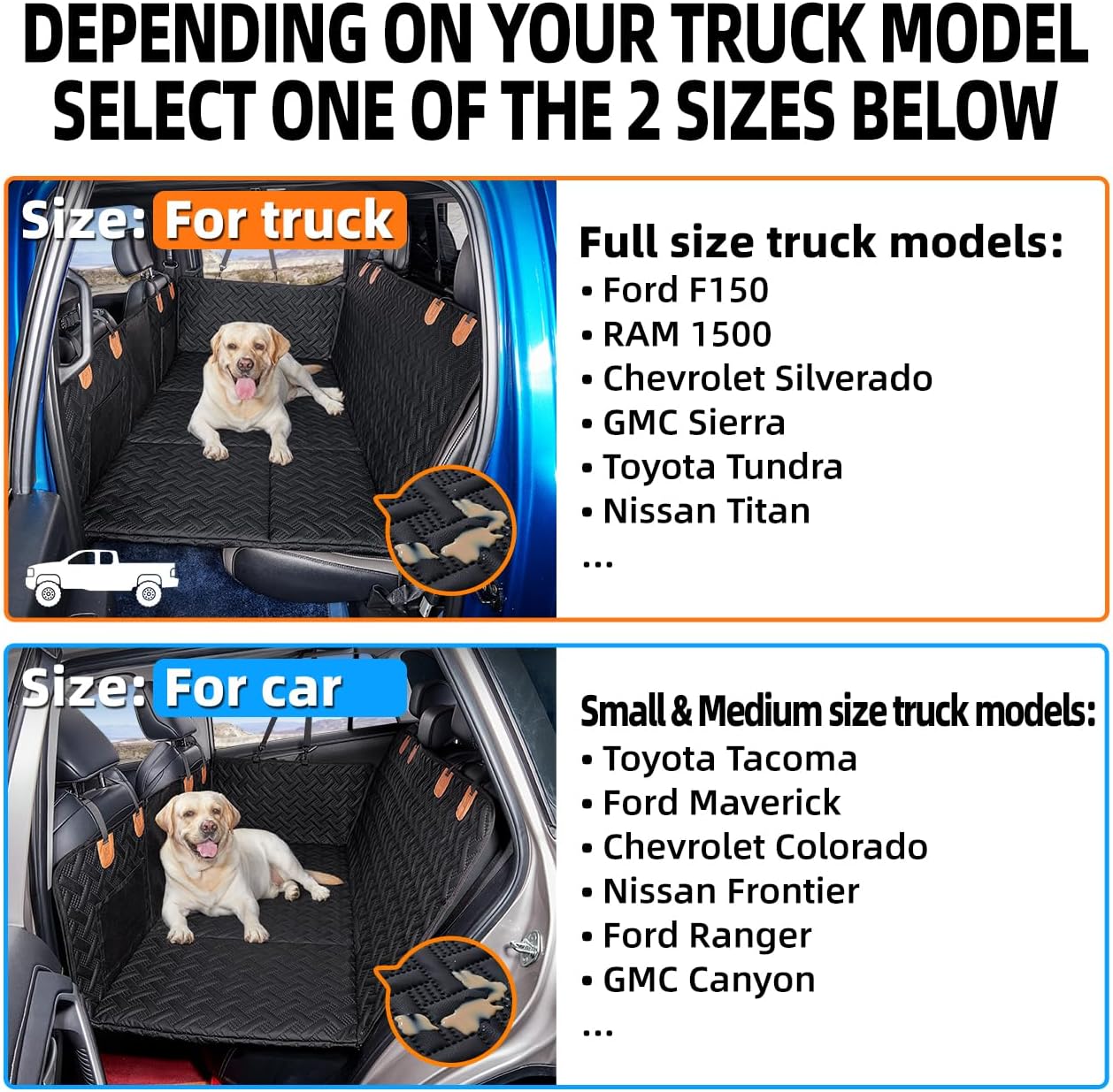 Dog Car Seat Cover for Back Seat,Seat Extender for Full Size Truck | Hard Bottom Dog Hammock,Waterproof,Scratch Resistant Leather,Strong Support,More Rest Space,Truck Back Seat Protector,Black - view 3