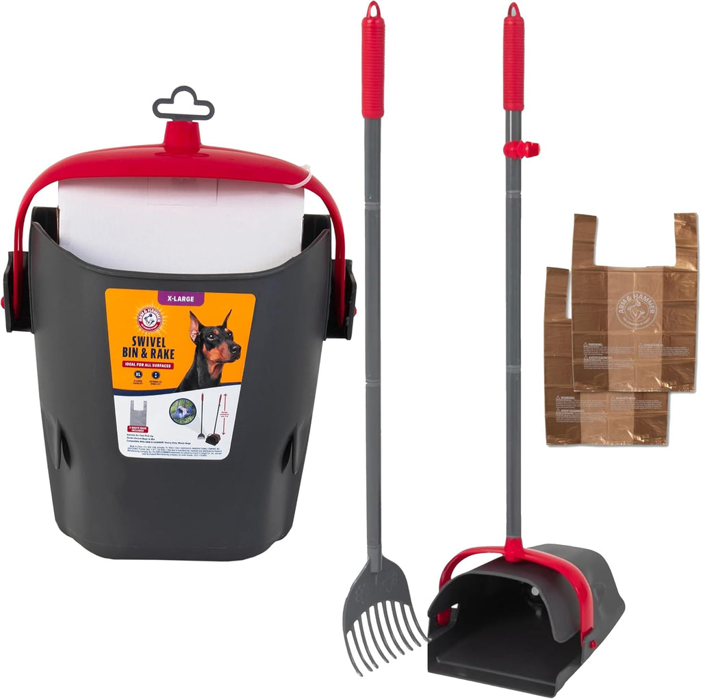 Pooper scooper for extra large dogs heavy duty, outside yard dog poop scoop pet waste clean up with bag attachment - 2 waste bags included | includes 2 waste bags plus an attachment to hold them, keeps hands clean while picking up after pets