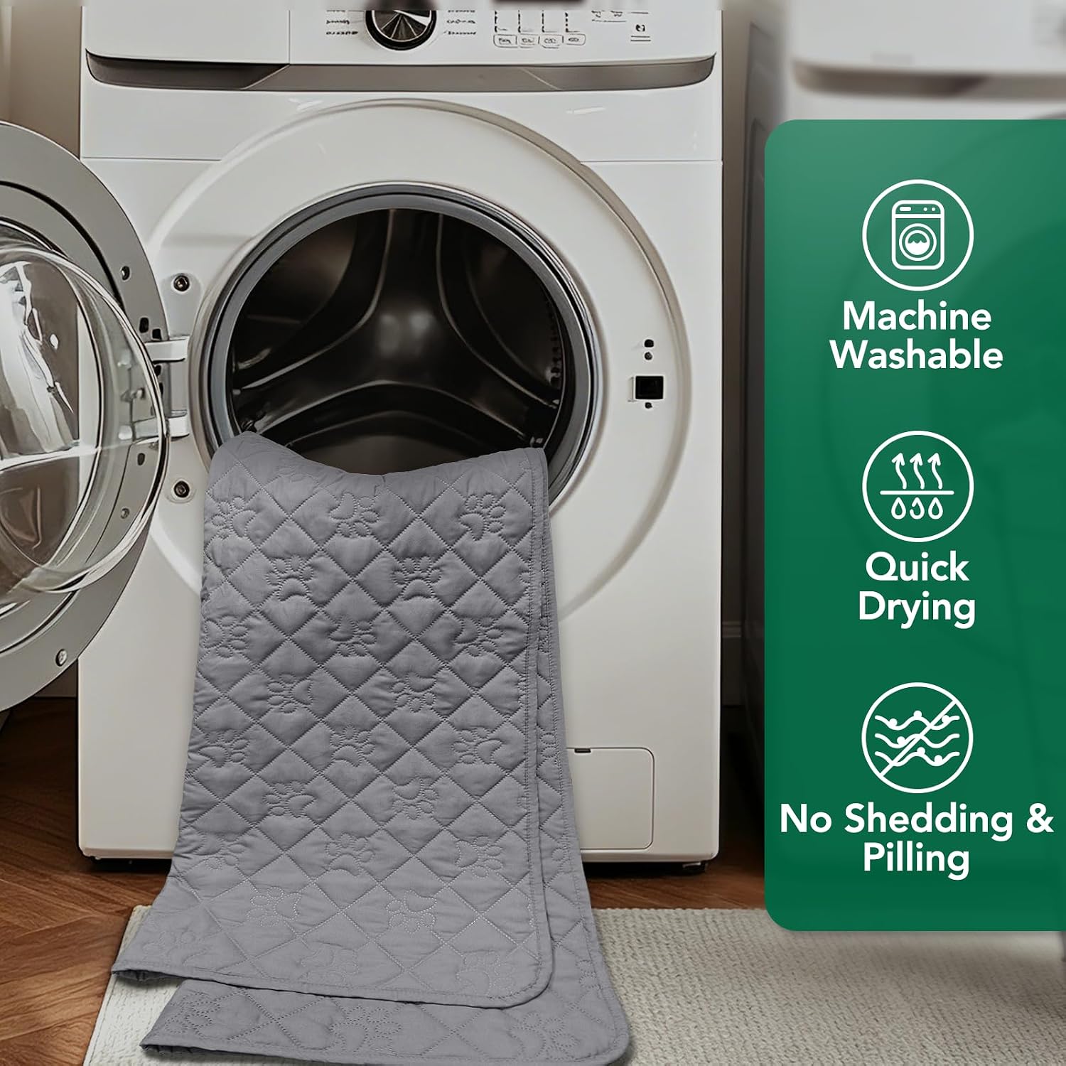 Waterproof Couch Covers for Dogs, Pet Blanket for Sofa Washable | Paw Print Quilted, Hair Resistant, Anti Cat Scratch, Pee Proof Furniture Protector for 3 Seat Sofa and Bed, 30x70 Inch, Grey - view 8