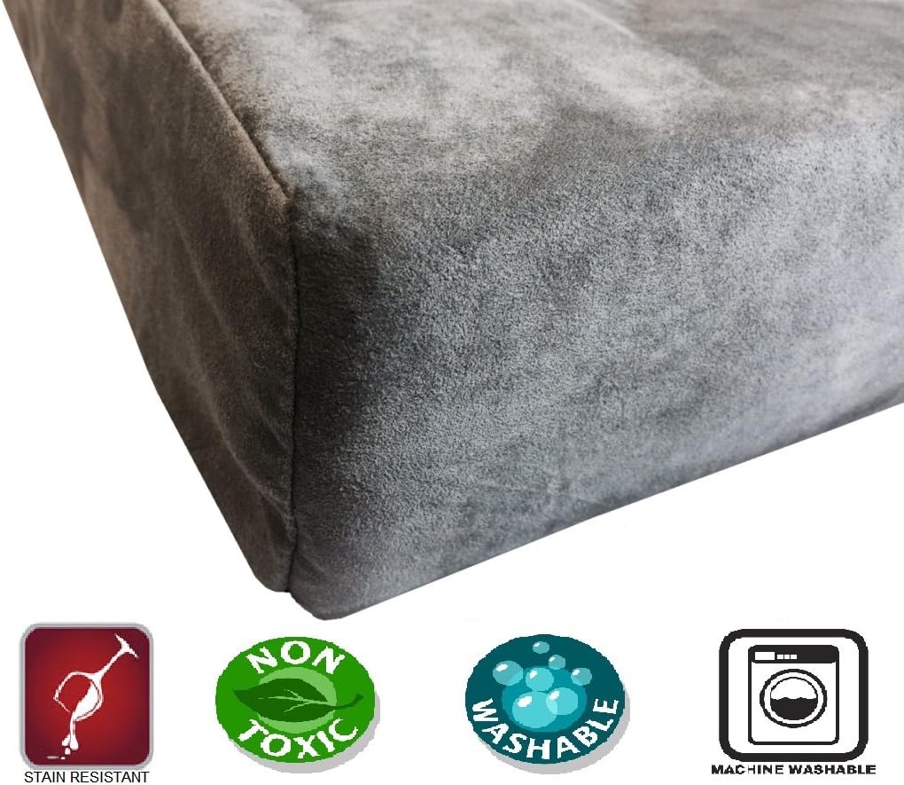 Orthopedic dog bed with memory foam for medium large pet, waterproof liner, washable microsuede gray cover, 41x27x4 inch (fit 42x28 crate) - view 2