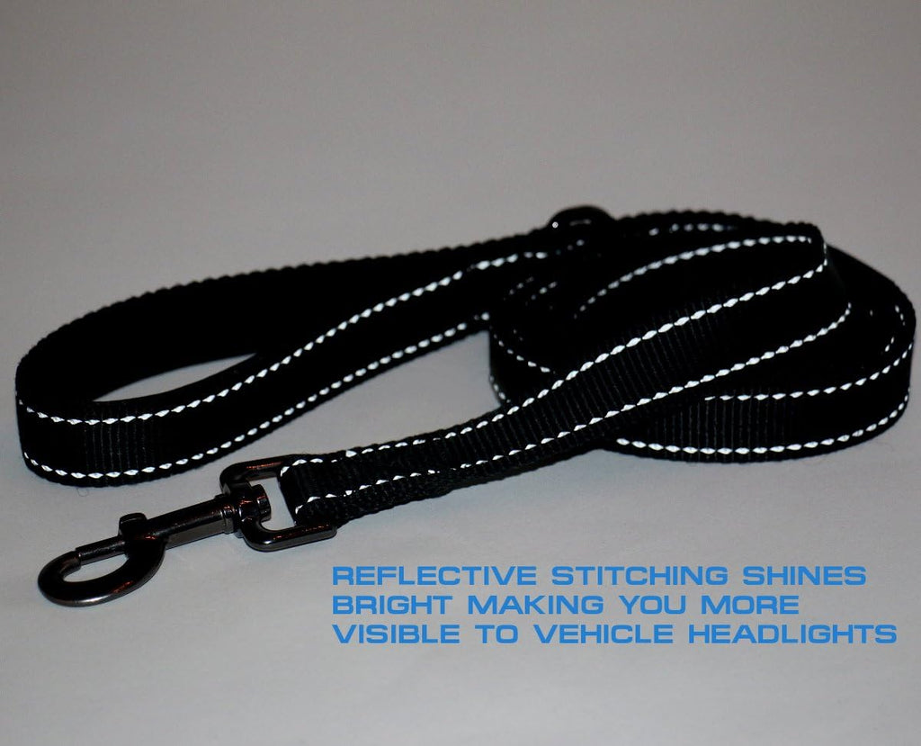 Double Handle Traffic Dog Leash - Reflective, Donates to Dog Rescue (Black, 6 FT) - view 7