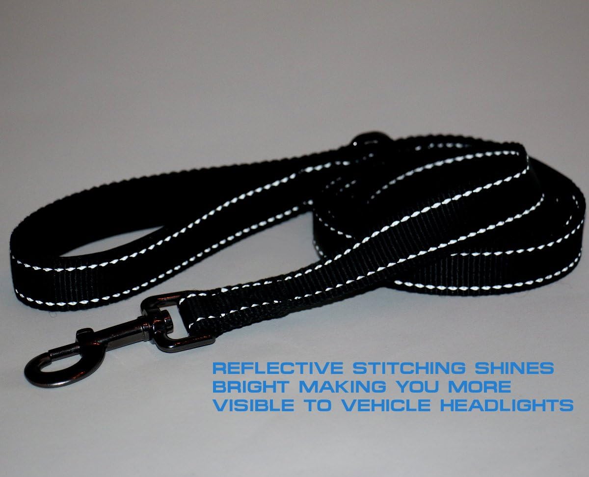 Double Handle Traffic Dog Leash - Reflective, Donates to Dog Rescue (Black, 6 FT) - view 7
