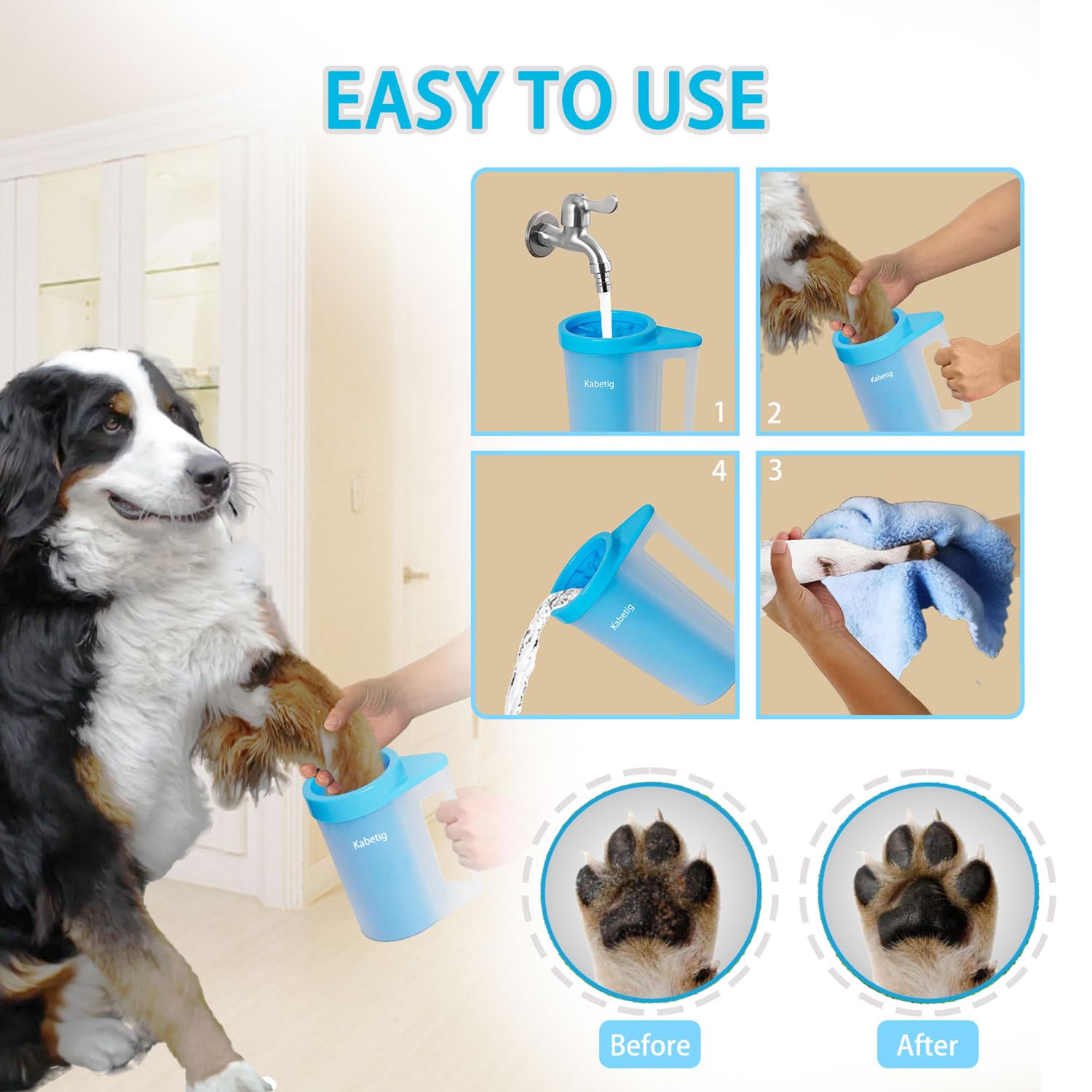 Dog Paw Cleaner with Handle - Foot Washer Cup for Large and Extra Large Breed Dogs - view 4