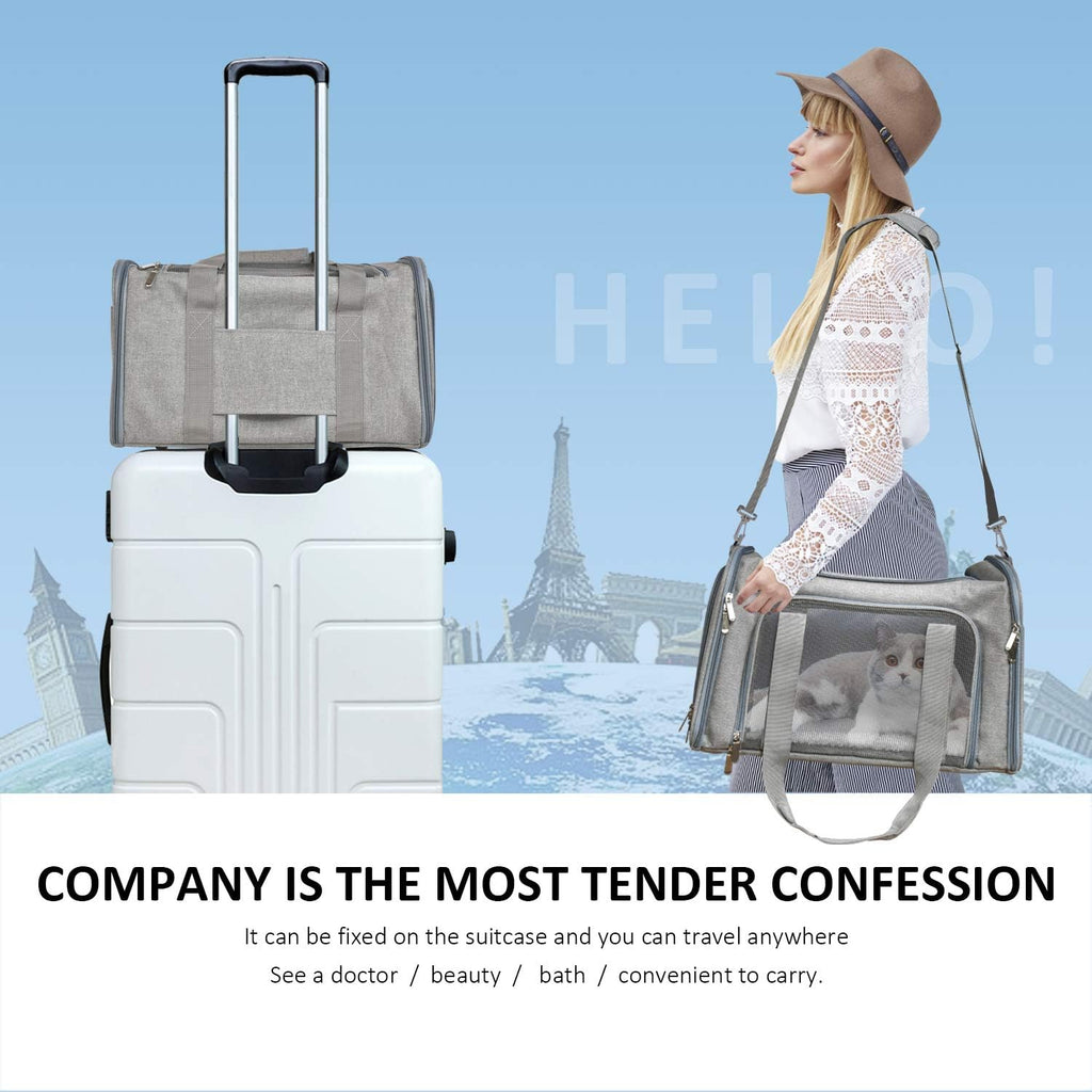 Cat Carriers Dog Carrier Pet Carrier For Small / Medium Cats Dogs Puppies (Up To 15lbs), TSA Airline Approved Small Dog Carrier Soft Sided, Collapsible Waterproof Travel Puppy Carrier - Grey - view 7